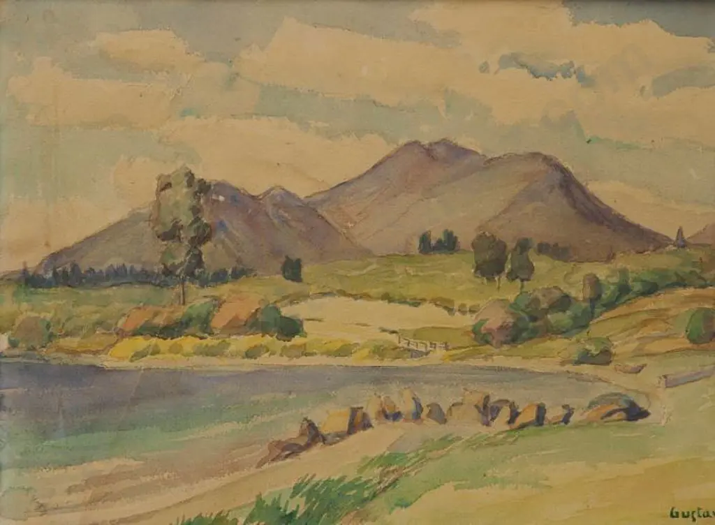 COHN, Gustav (1942-) - River Edge with Hills Image 1++