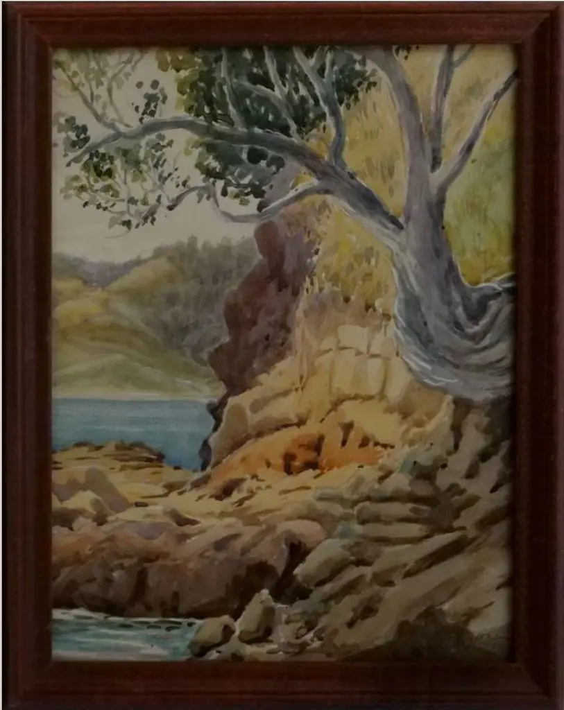 ROGERS, Herbert E. (-1945) - Inlet with Bank & Tree Image 1++