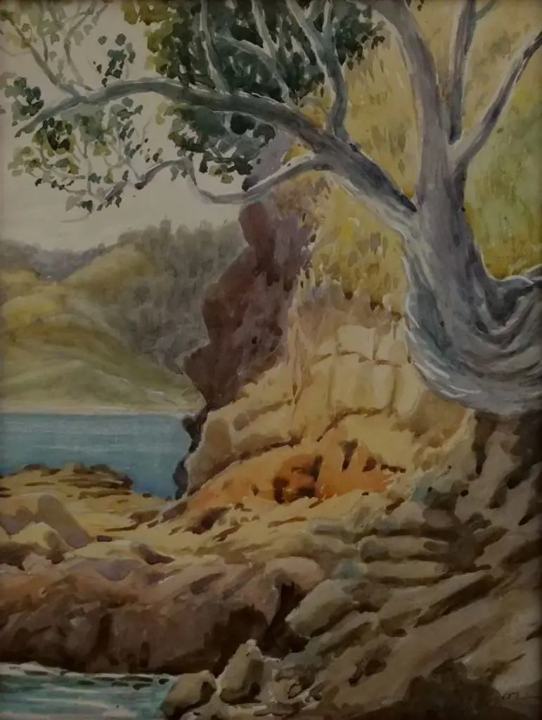 ROGERS, Herbert E. (-1945) - Inlet with Bank & Tree Image 1++