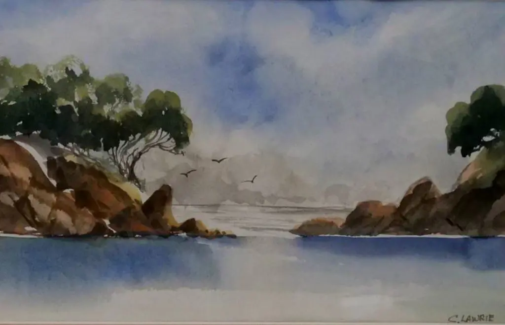 LAWRIE, Cherry (20th Cent.) - Inlet with Gulls Image 1++