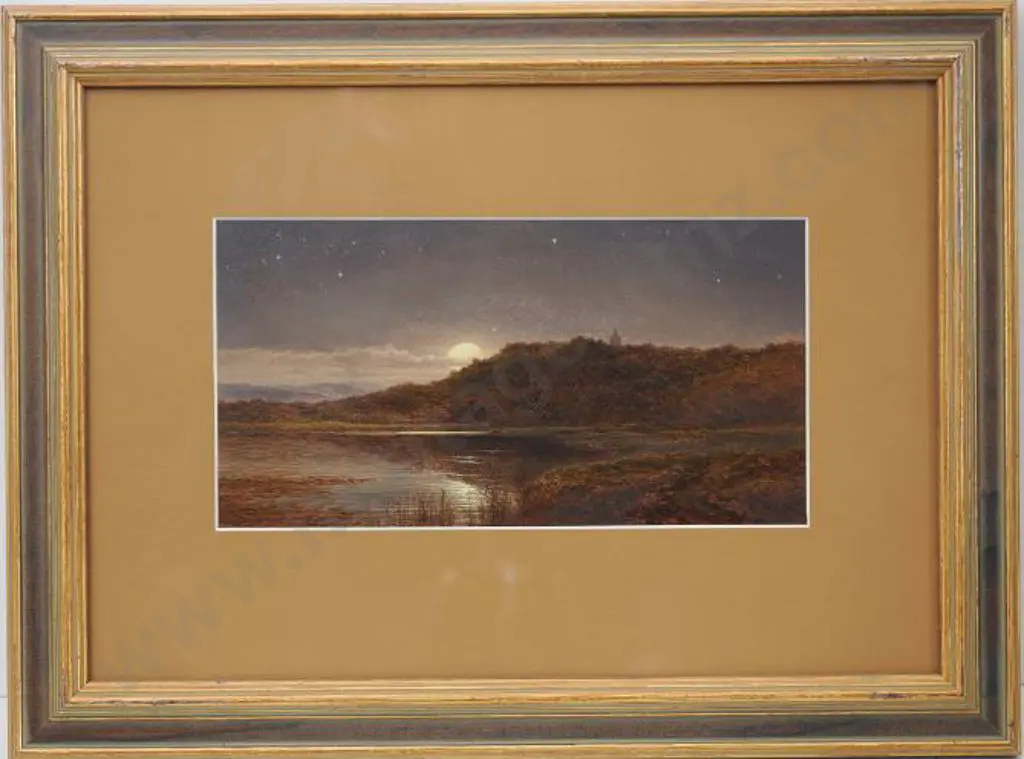 GILBERT, Arthur (1819-1895) - Moon over Lake - 1878 Image 1++