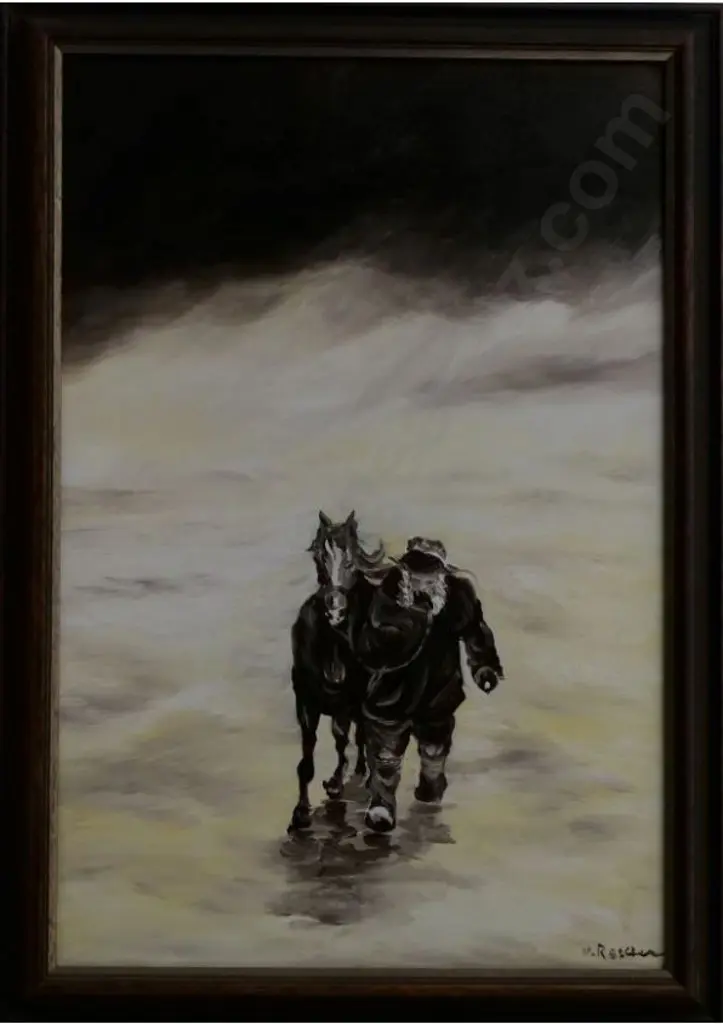 V.R. - Man & Horse in Snow Blizzard Image 1++