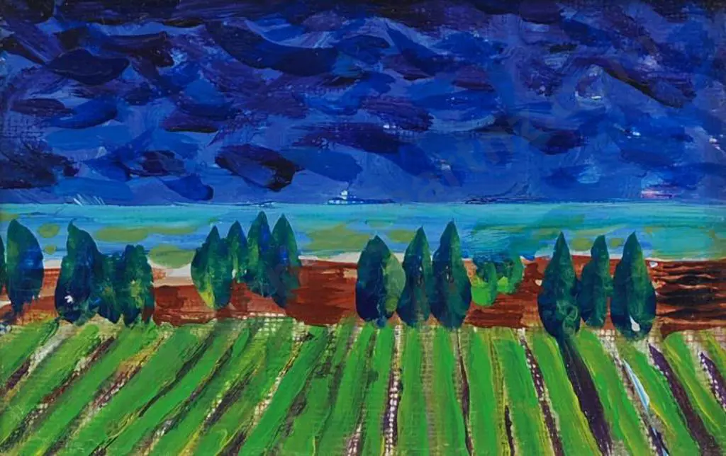 UNKNOWN artist - Olive Grove overlooking Sea Image 1++