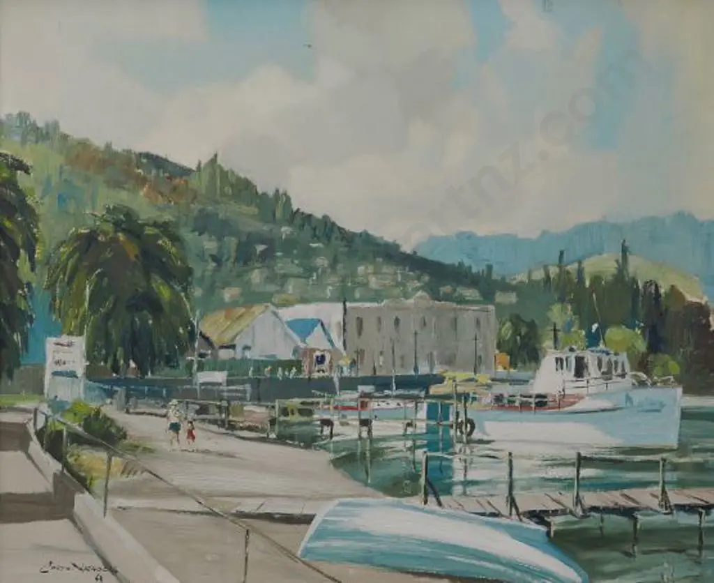 NICHOLLS, Colyn (Active 1950s-1980s) - Queenstown - Boats on Lake Image 1++