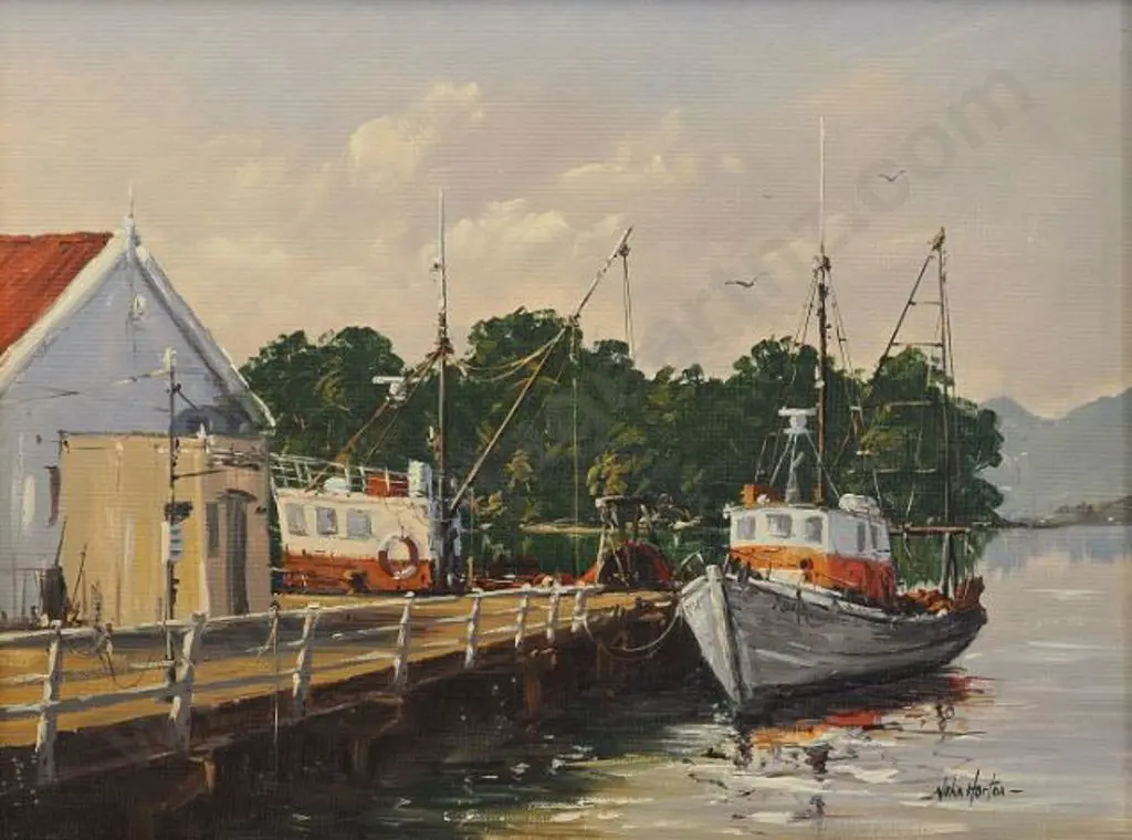 HORTON, John W. (1944-) - The Wharf at Mangonui, Northland Image 1++