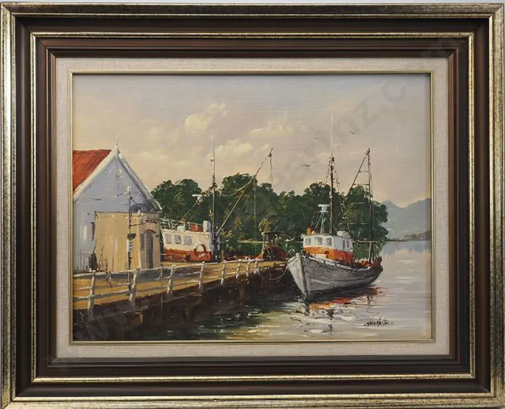 HORTON, John W. (1944-) - The Wharf at Mangonui, Northland Image 1++