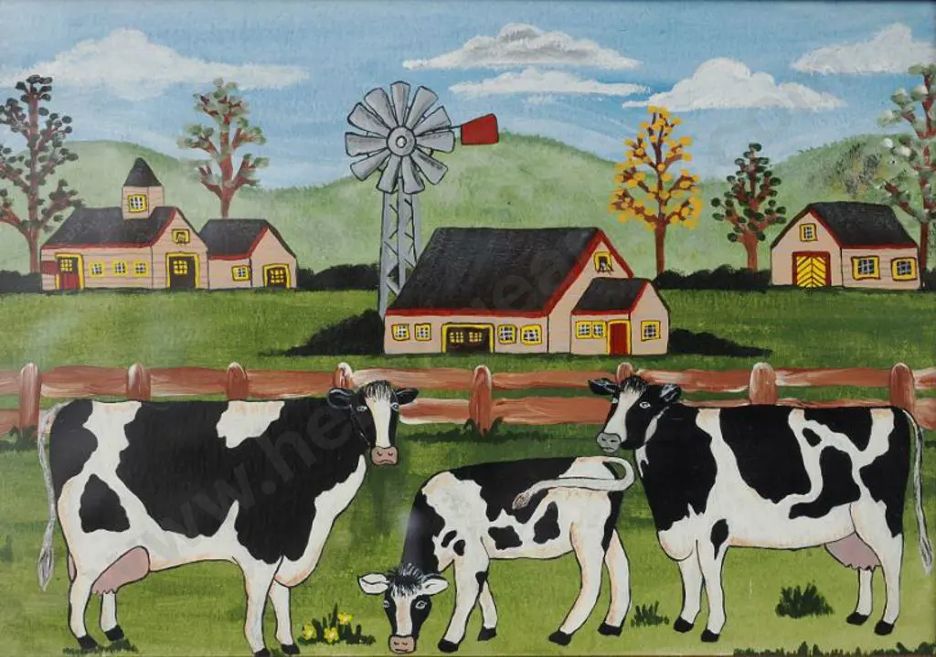 UNKNOWN artist - Cows in Farm Setting Image 1++