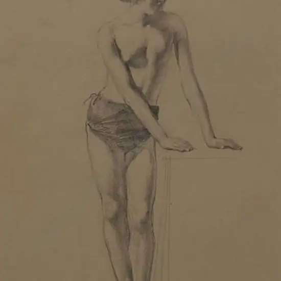 RICHARDSON, Harry Linley (1878-1947) - Semi Naked Young Lady With Hands on Table