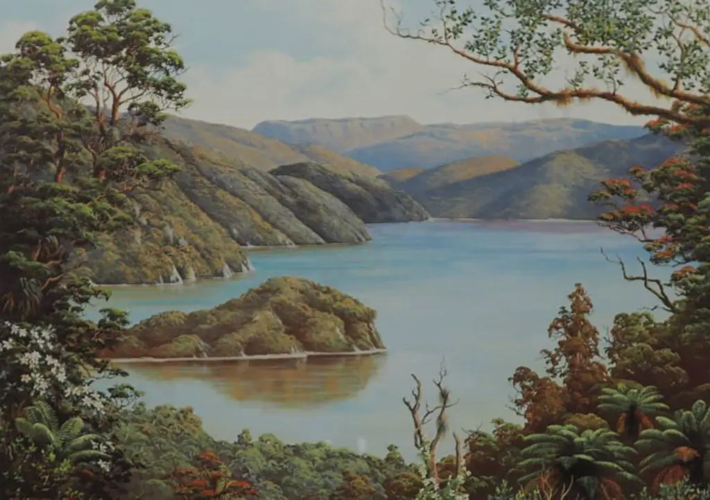 BLACKBURN, Jeanette (1940-) - Lake Okataina and Mount Tarawera Image 1++