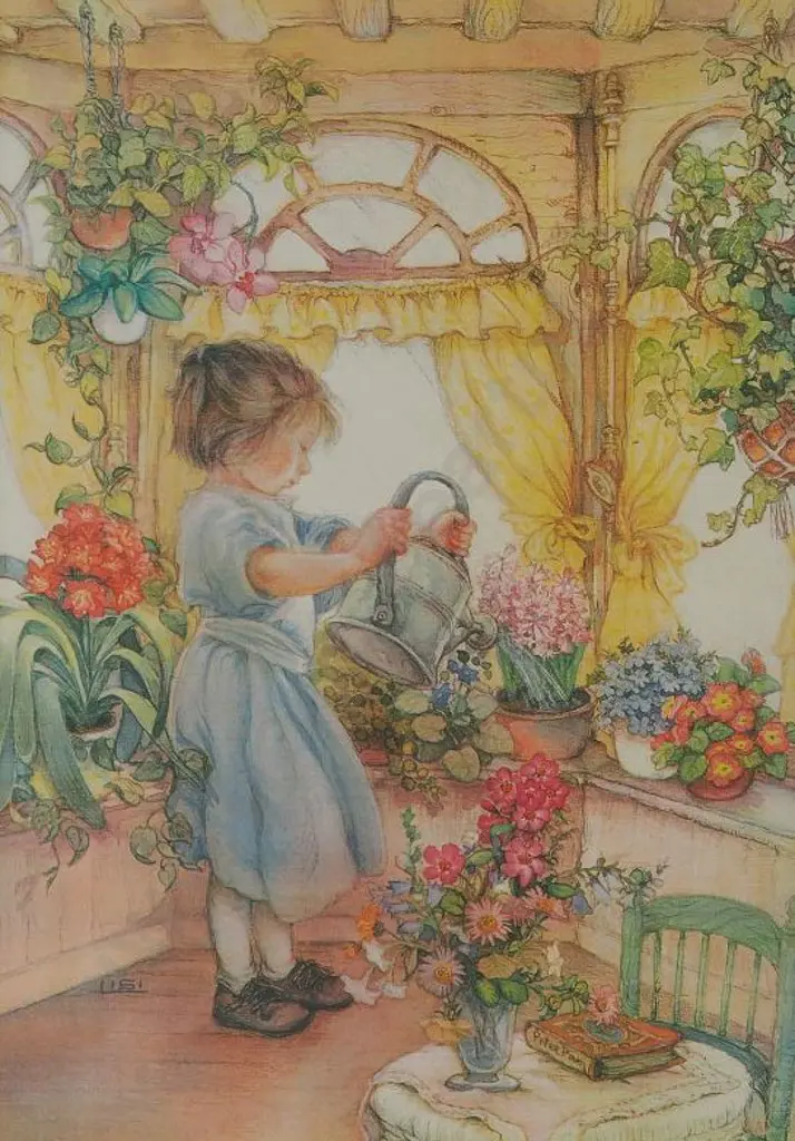 LISI - Young Girl Watering Plant Image 1++