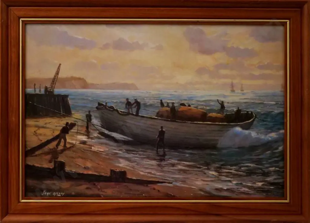 SPEEDY, John (1940-) - Landing Services, Timaru - Unloading Woolbales Image 1++
