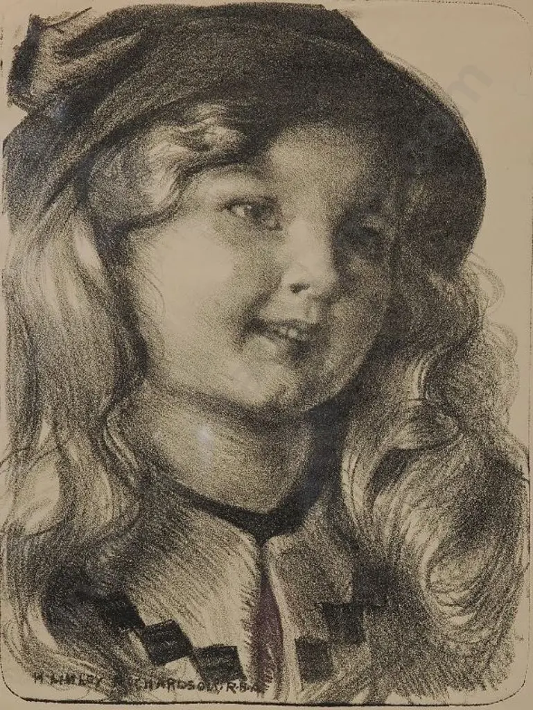 RICHARDSON, Harry Linley (1878-1947) - Head Study of Young Girl Image 1++