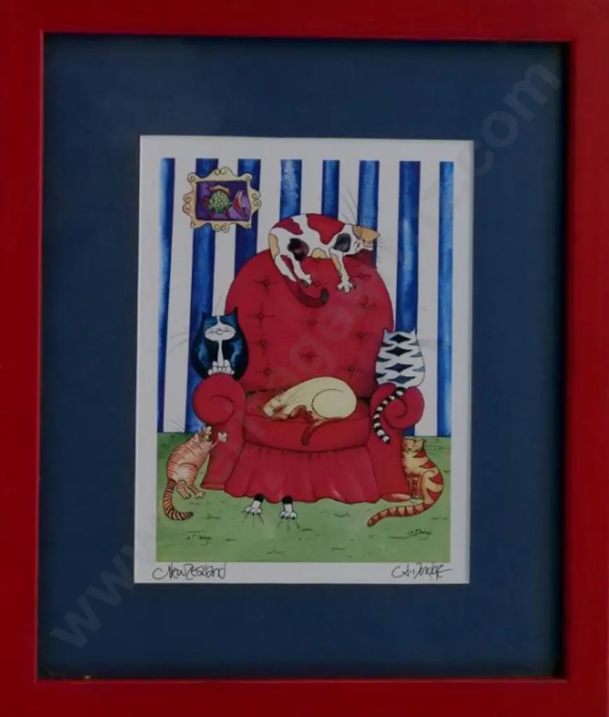 DODGE, Andrea (21st Cent.) - Cats on Armchair Image 1++