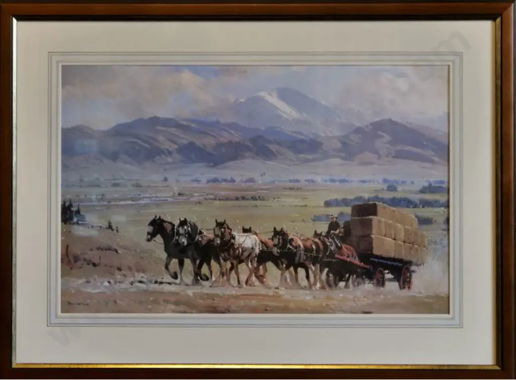 BEADLE, Peter (1933-2021) - Farmer with Draught Horses & Hay Image 1++