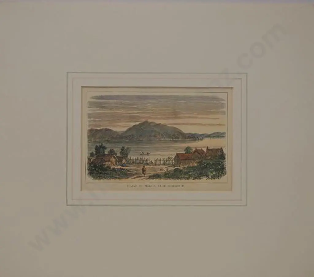 BARRAUD, Charles Decimus (1822-1897) - Island of Mokoia From Ohinimutu Image 1++