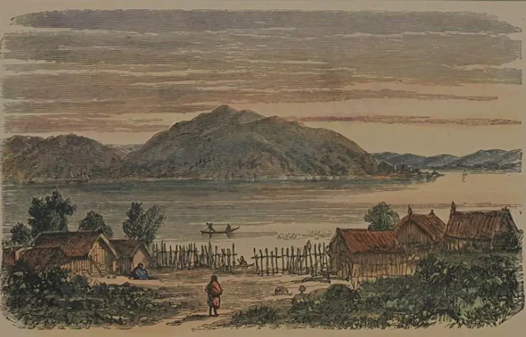 BARRAUD, Charles Decimus (1822-1897) - Island of Mokoia From Ohinimutu Image 1++