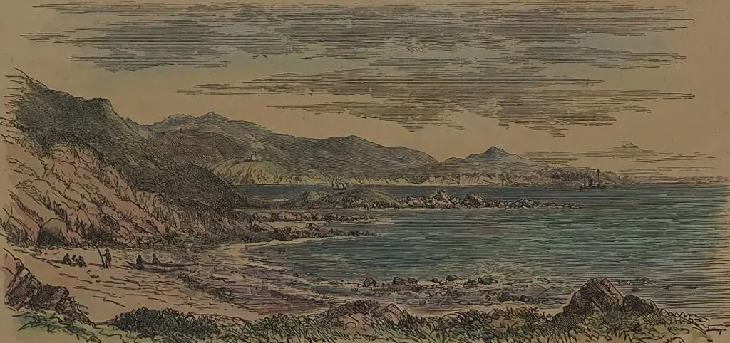 BARRAUD, Charles Decimus (1822-1897) - Entrance to Wellington Harbour Image 1++