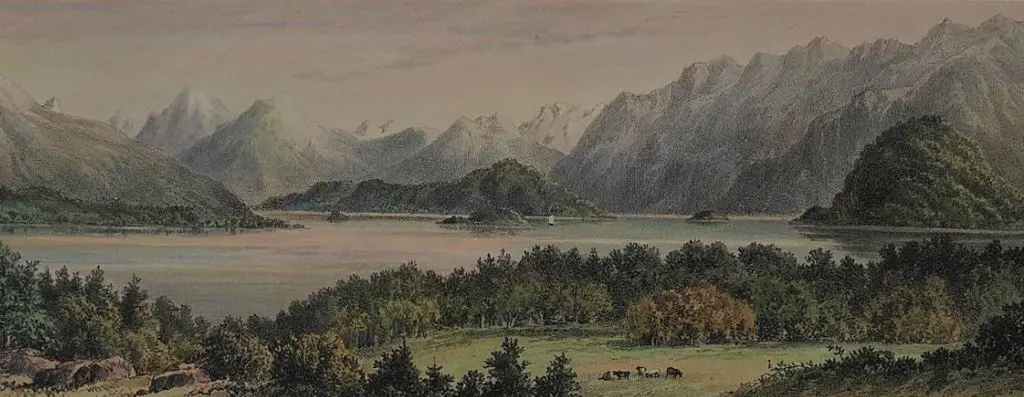 BARRAUD, Charles Decimus (1822-1897) - Lake Manipori (Manapouri) Image 1++