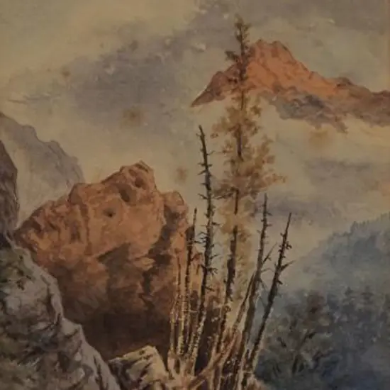 HODGKINS, Willliam Mathew (1833-1898) - Mountain Scene, Central Otago