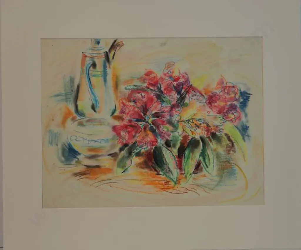 HOPE, Gabrielle (1916-1962) - Still Life with Flowers and Coffee Pot Image 1++