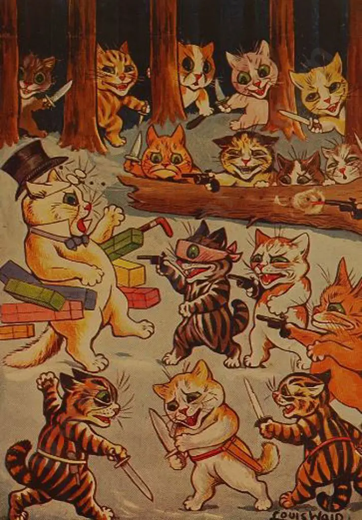 WAIN, Louis (1860-1939) - Frolicking Around - Original Colour plate from Louis Wain's Annual - 1914 Image 1++