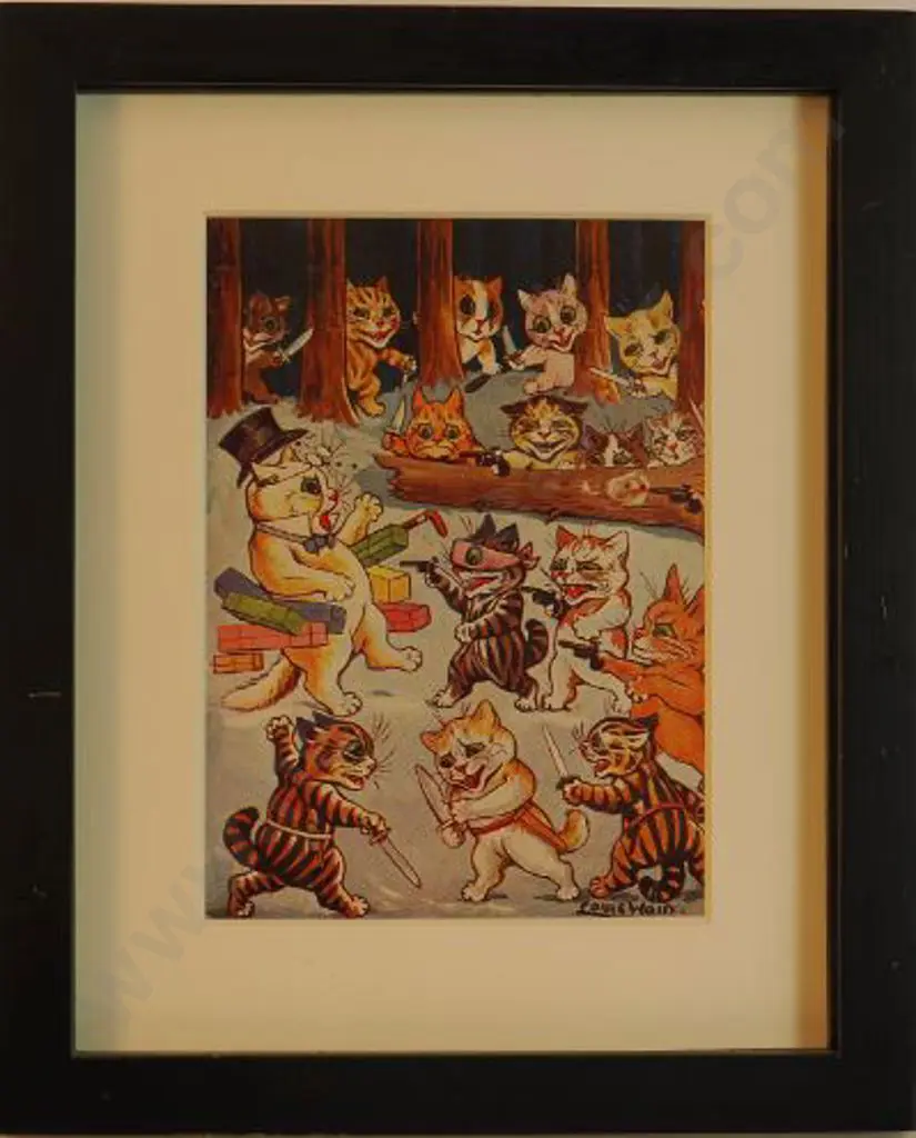 WAIN, Louis (1860-1939) - Frolicking Around - Original Colour plate from Louis Wain's Annual - 1914 Image 1++
