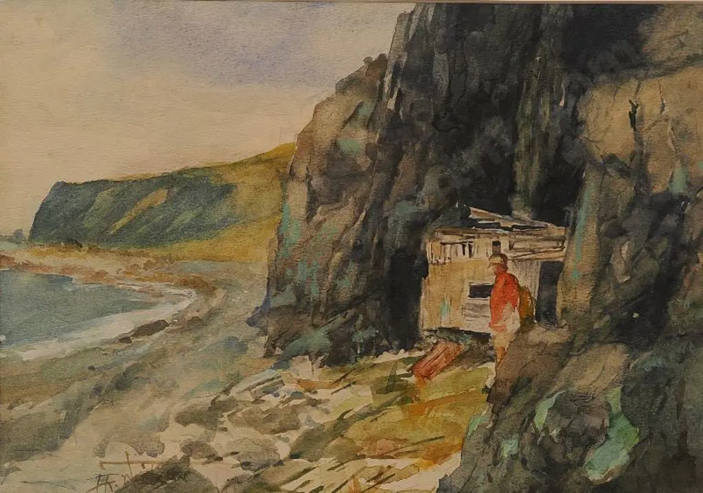 NEILSON, Don R. (1924-2013) - Fisherman's Shelter, Terewhiti Image 1++