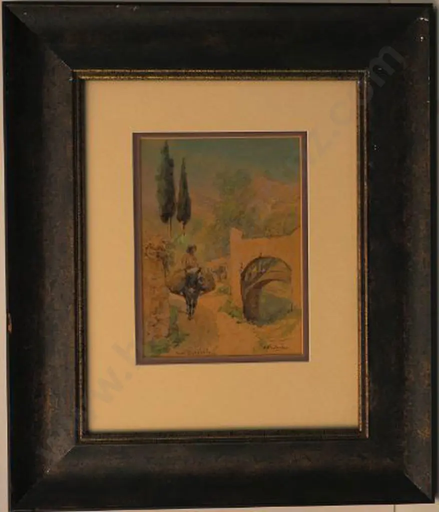 WORSLEY, Charles Nathaniel (1850-1923) - Near Borghetti, Italy - Boy on Donkey Image 1++