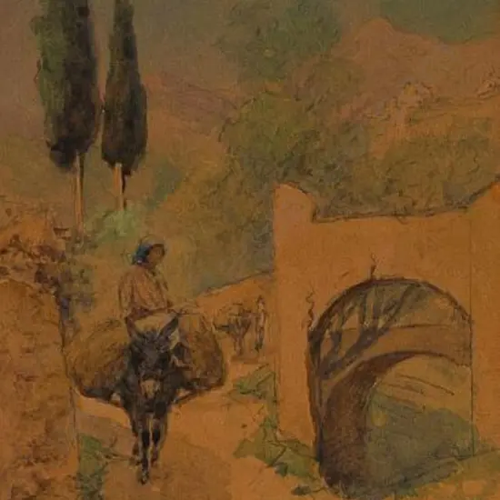 WORSLEY, Charles Nathaniel (1850-1923) - Near Borghetti, Italy - Boy on Donkey