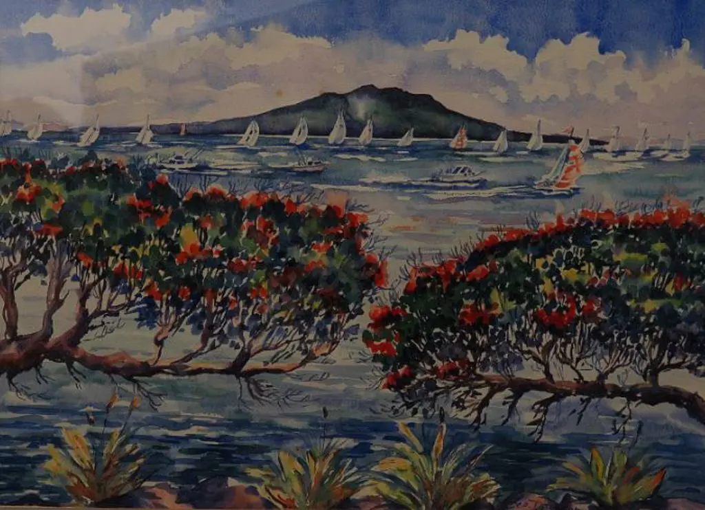 DAWSON, Beth (1990s) - Auckland Harbour & Rangitoto Image 1++