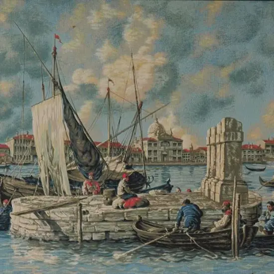 UNKNOWN Artist - Venetian Harbour Scene with Gondolas