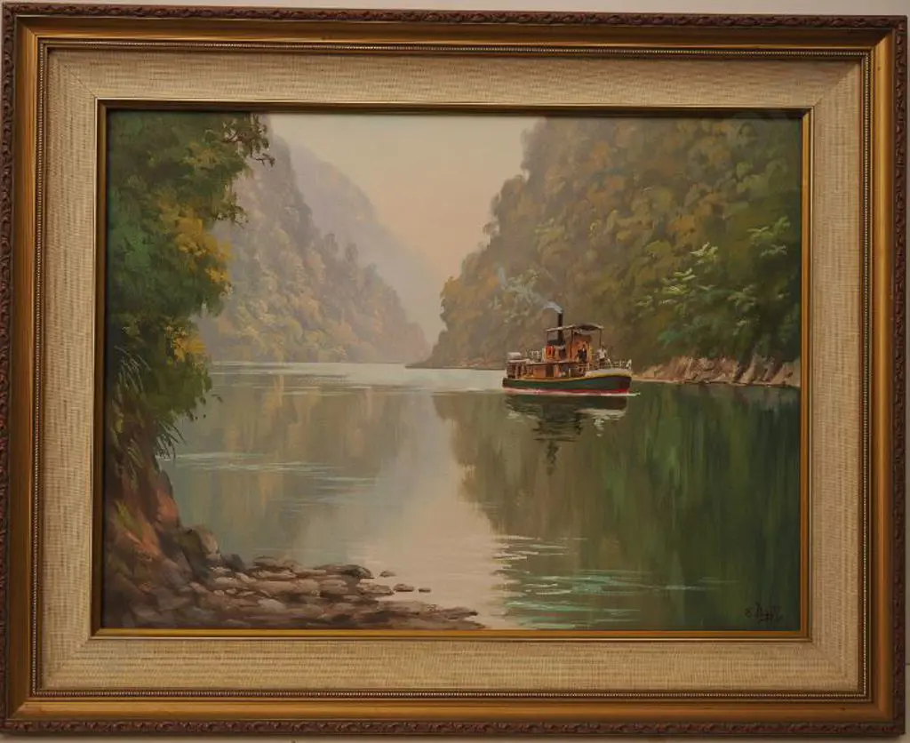 PAPPS, Ernest (1929-) - Riverboat 'Wairua' on the Whanganui Rver Image 1++