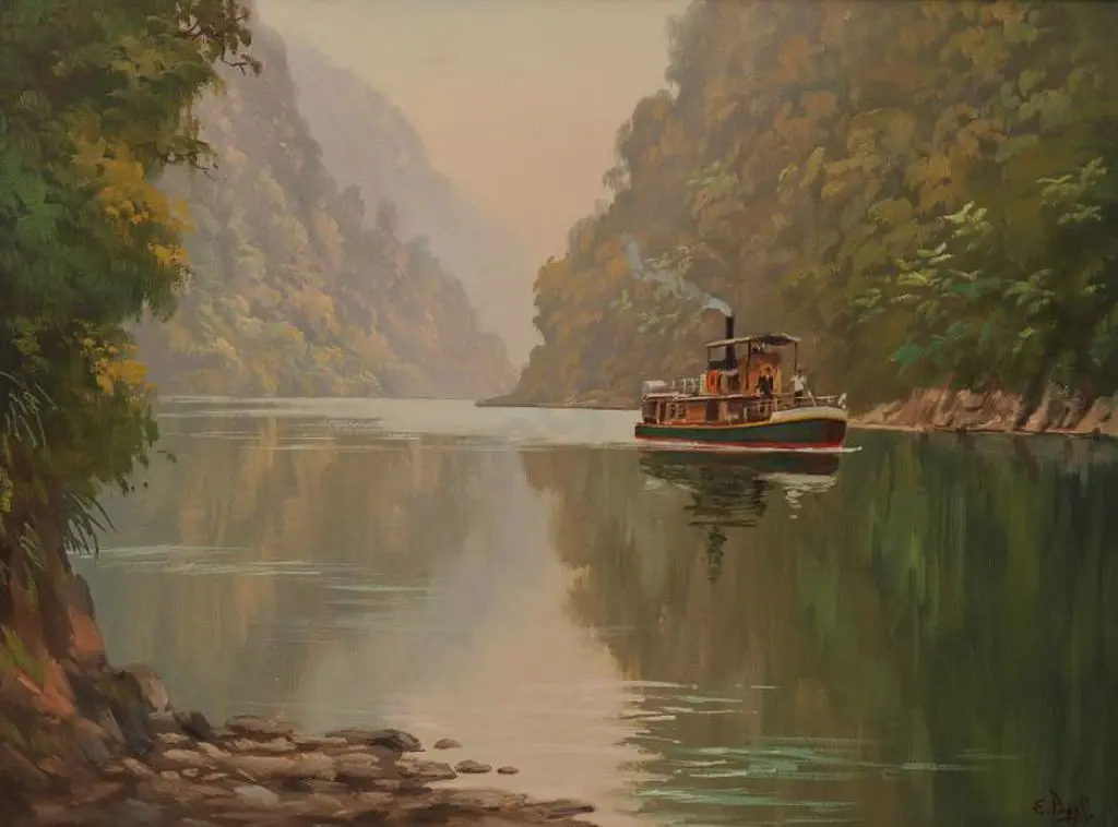 PAPPS, Ernest (1929-) - Riverboat 'Wairua' on the Whanganui Rver Image 1++