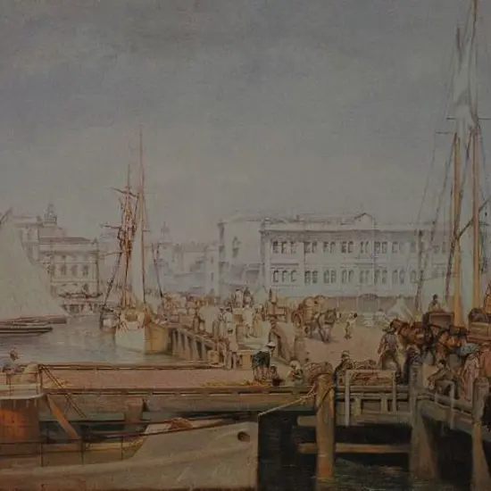 GIFFORD, Edward Augustus R.A. (1819-1894) - Auckland From the Wharf, 1887