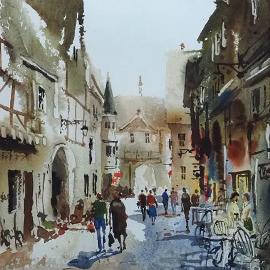 REED, J. Keith - French Village Scene, 1996