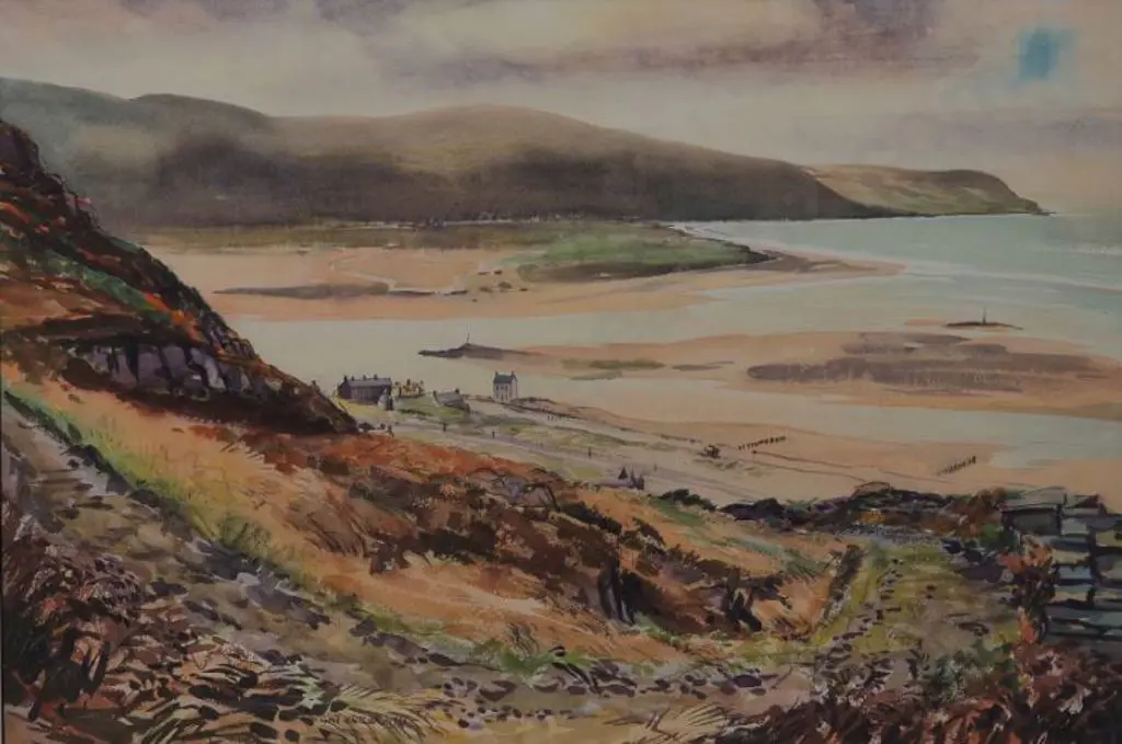 WHITEOAK, Cyril (1920-2009) - Estuary with Buildings, Barmouth, England Image 1++