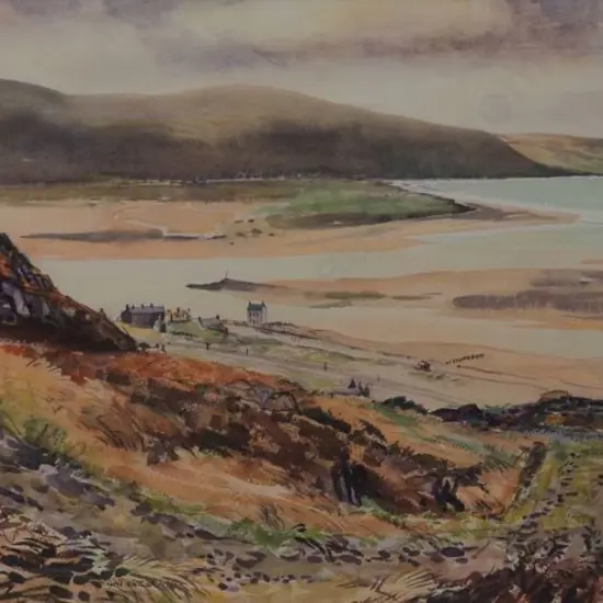 WHITEOAK, Cyril (1920-2009) - Estuary with Buildings, Barmouth, England