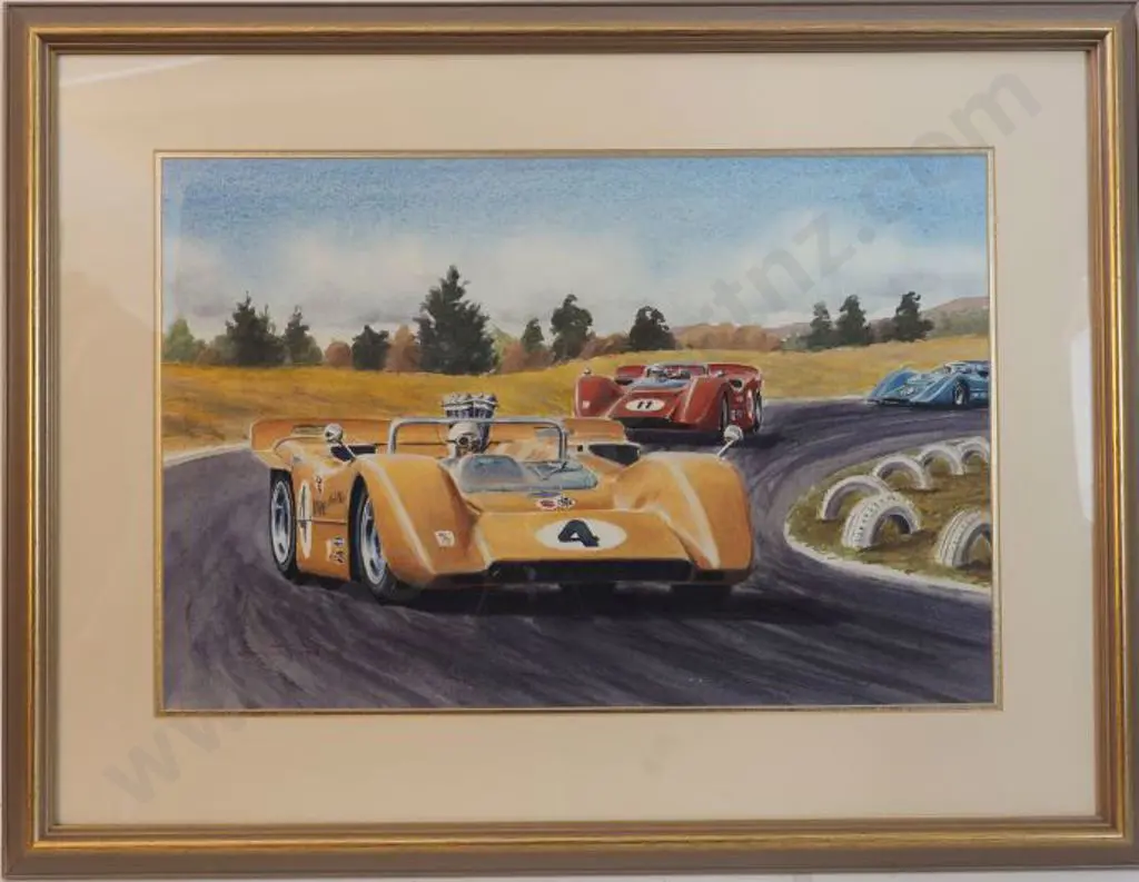 TAYLOR, Dennis (active 1950s) - Bruce McLaren Leading Lothar Motschenbacher at Edmonton, Canada 1969 Image 1++