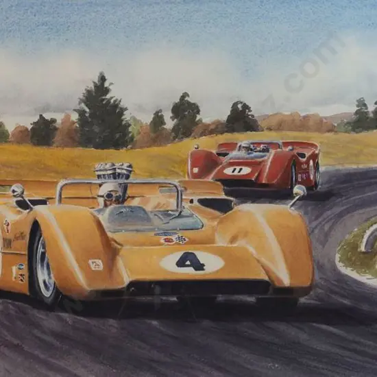 TAYLOR, Dennis (active 1950s) - Bruce McLaren Leading Lothar Motschenbacher at Edmonton, Canada 1969