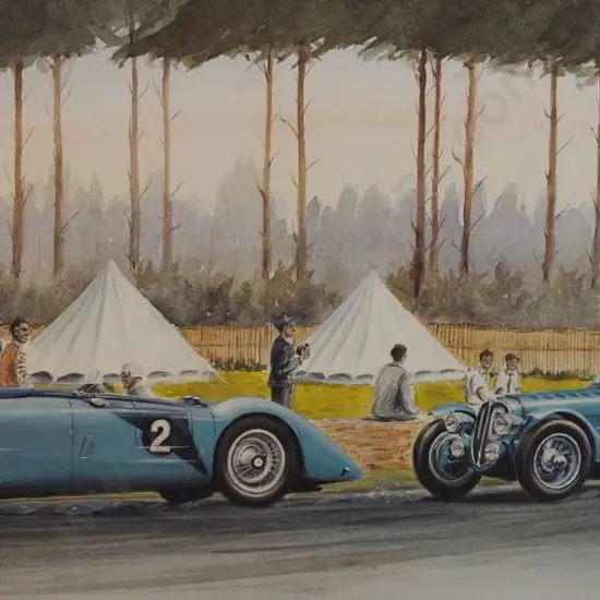 TAYLOR, Dennis (active 1950s) - Le Mans 1936 with Bugatti and a Delahaye Battling it out