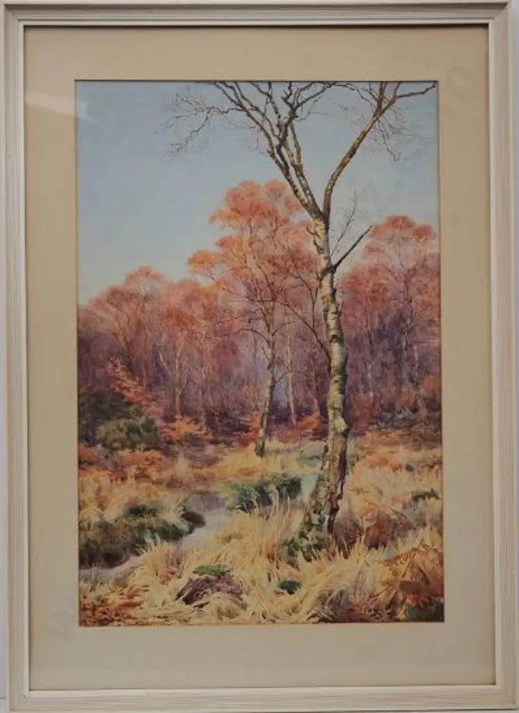 WALKER, F. H. - Birch Trees by Stream Image 1++