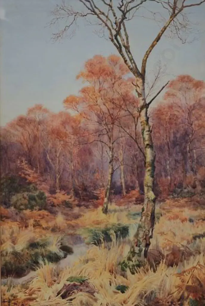 WALKER, F. H. - Birch Trees by Stream Image 1++