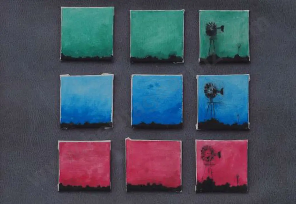 UNKNOWN artist - Montage of Watercolours with Windmills Image 1++