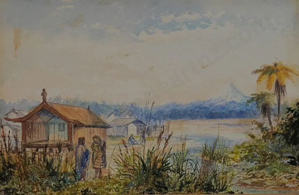 POWNALL, Robert Wilkinson (1839-1889) - The Pah at Waitara Image 1++