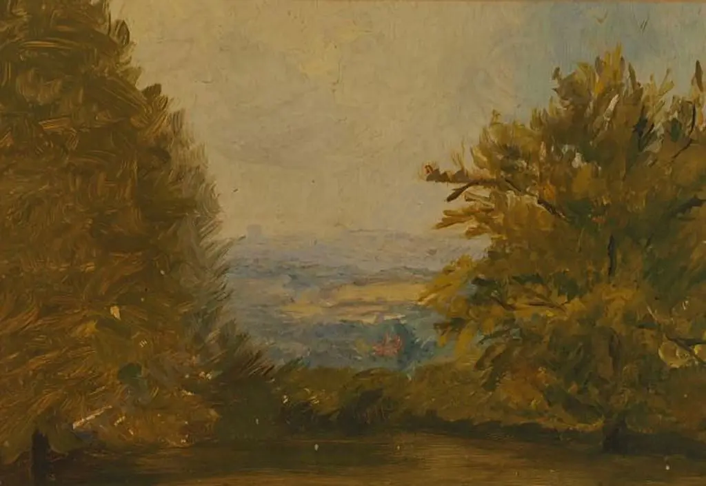 UNKNOWN Artist - Peering Through The Trees From On High - 19th Century Image 1++