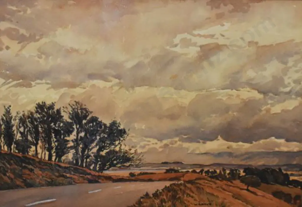 BARKE, William (active mid 20th Cent.) - Vanilla Sky with Road & Water Image 1++