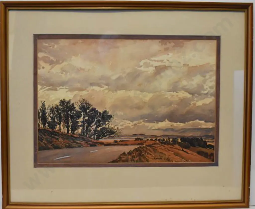 BARKE, William (active mid 20th Cent.) - Vanilla Sky with Road & Water Image 1++