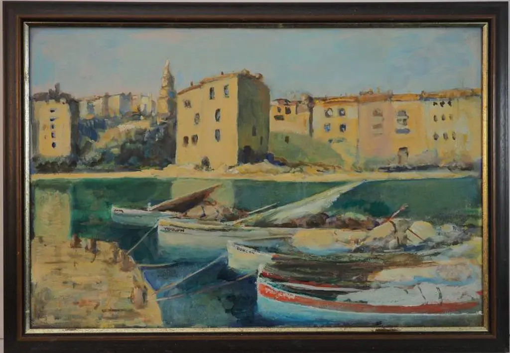 HAMMOND, Jack (1913-2009) - Sail Boats Moored in Mediterranean Image 1++