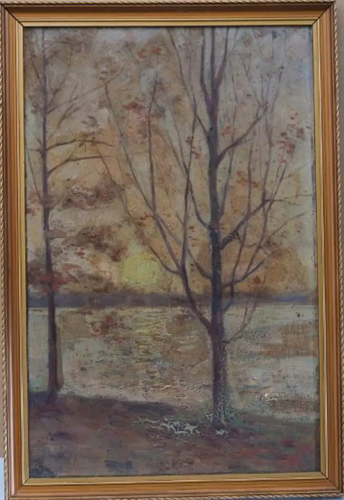 UNKNOWN artist - Trees in Autumn by Lake Image 1++