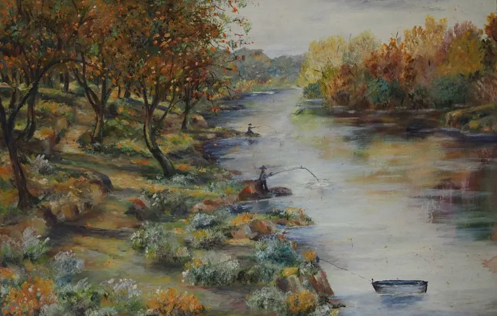 UNKNOWN artist - Autumn Scene with Fishermen Image 1++